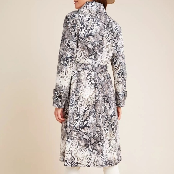 NWOT Anthropologie Helene Berman Snake-Printed Trench Coat, Size Medium - Picture 11 of 12